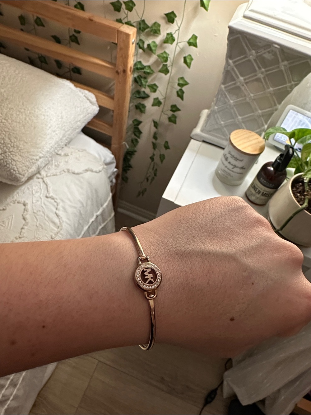 Michael Kors Rose Gold Logo Halo Bangle Bracelet